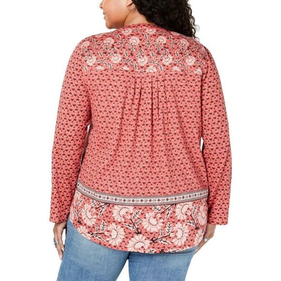 Style & Co Cotton Floral Long Sleeve Shirt 1X NWT - Picture 2 of 4